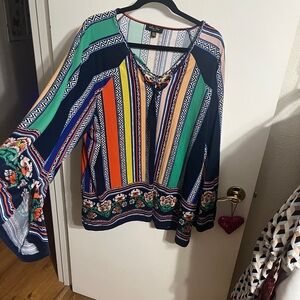 💝 2X Melissa Paige Multicolor Rainbow Floral Boho Top